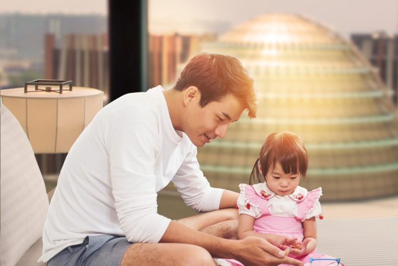 Dad and daughter at Nobu Hotel Manila