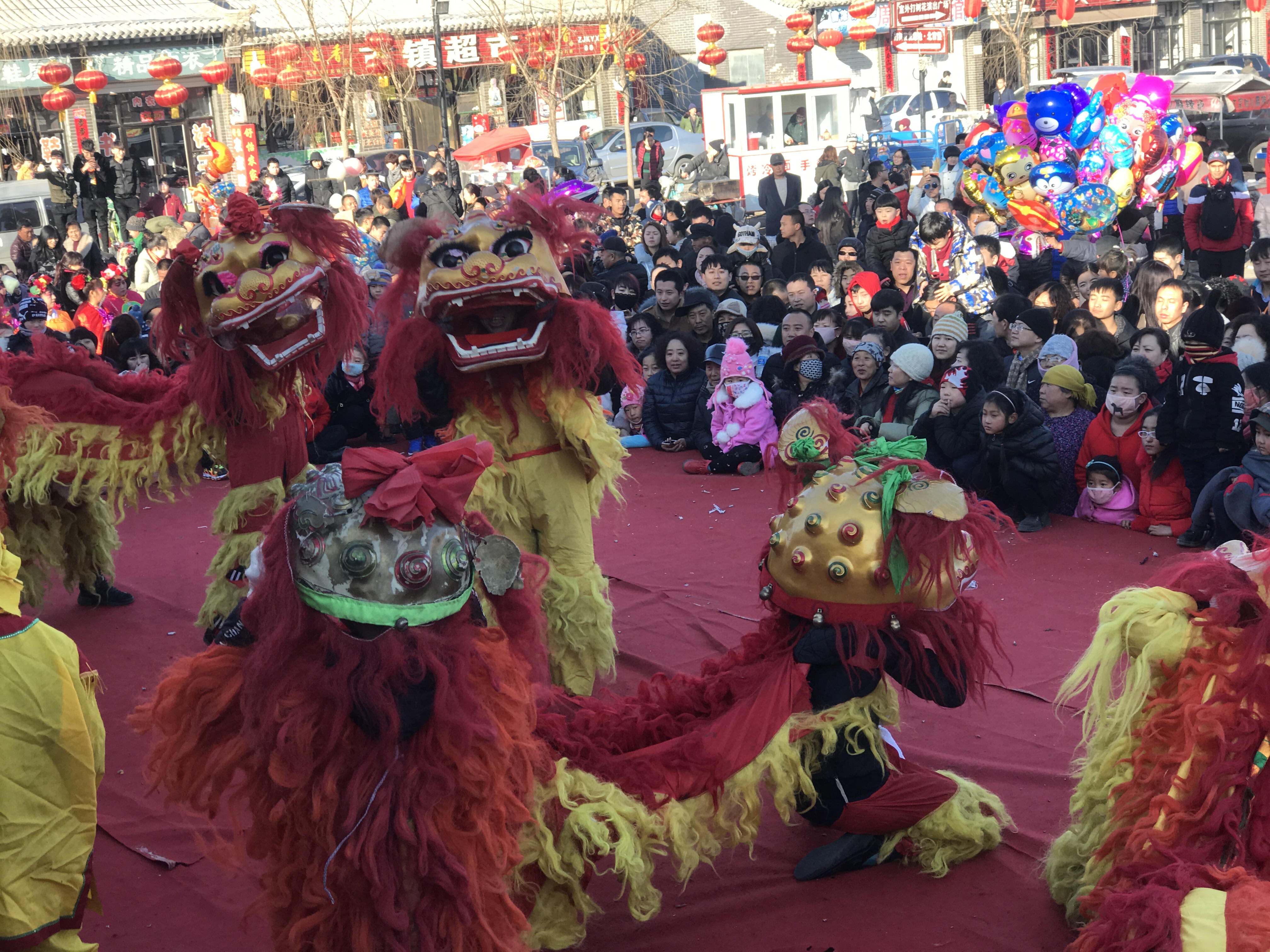 Dragon dance during a temple fair in China